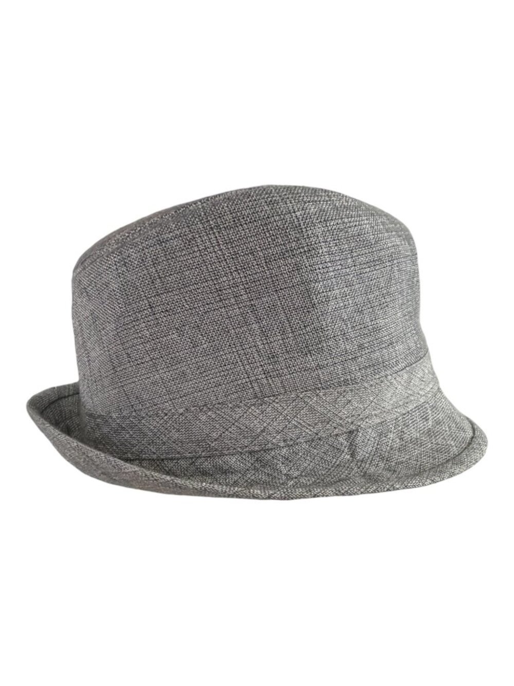 D&Y Gray Textured Fedora Hat One Size Unisex Lightweight Trilby Short Brim